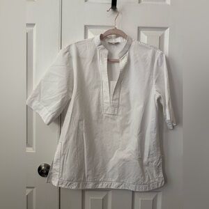 Lafayette 148 New York White Tunic with Mandarin Collar Small